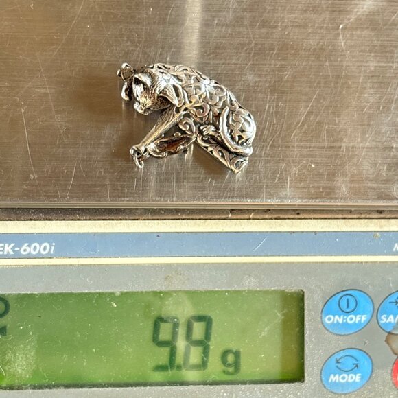 VTG Sterling Silver 925 Cat & Mouse Scroll Design Brooch Size 1.5" Length - Picture 16 of 16